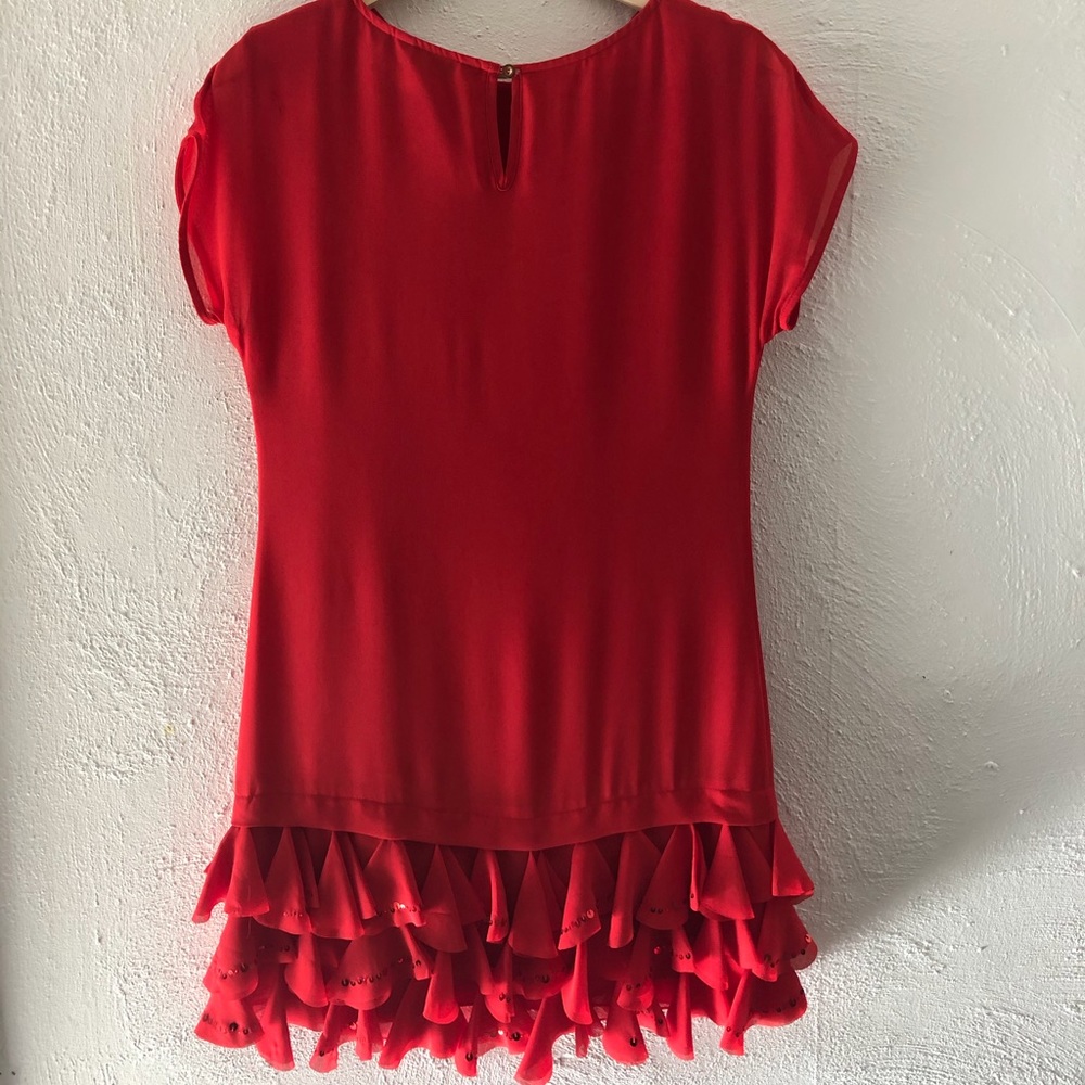 Ted Baker Red Ruffle Shift Dress - Picture 4 of 6
